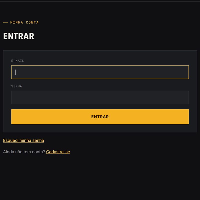 Tela de acesso à conta do cliente na loja Hive Sim, com campos de e-mail e senha